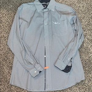 Ariat button down - white with navy/light blue